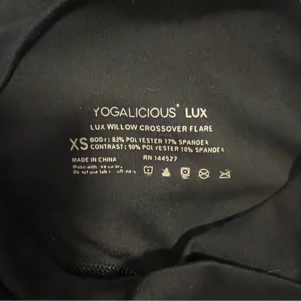 EUC Yogalicious Lux Black Crossover Flare Pants - Picture 3 of 8
